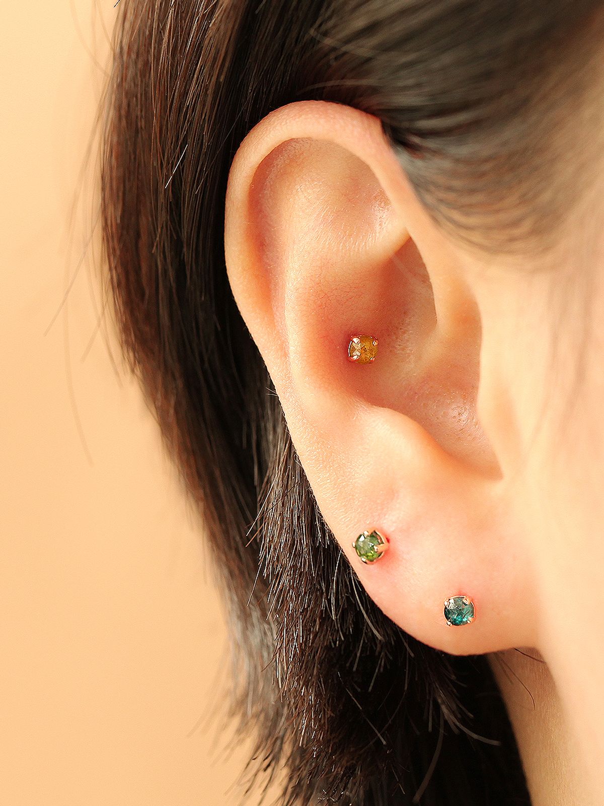 미니멀피어싱(MINIMALPIERCING) 14K 데일리 러프다이아 피어싱 귀걸이 3mm