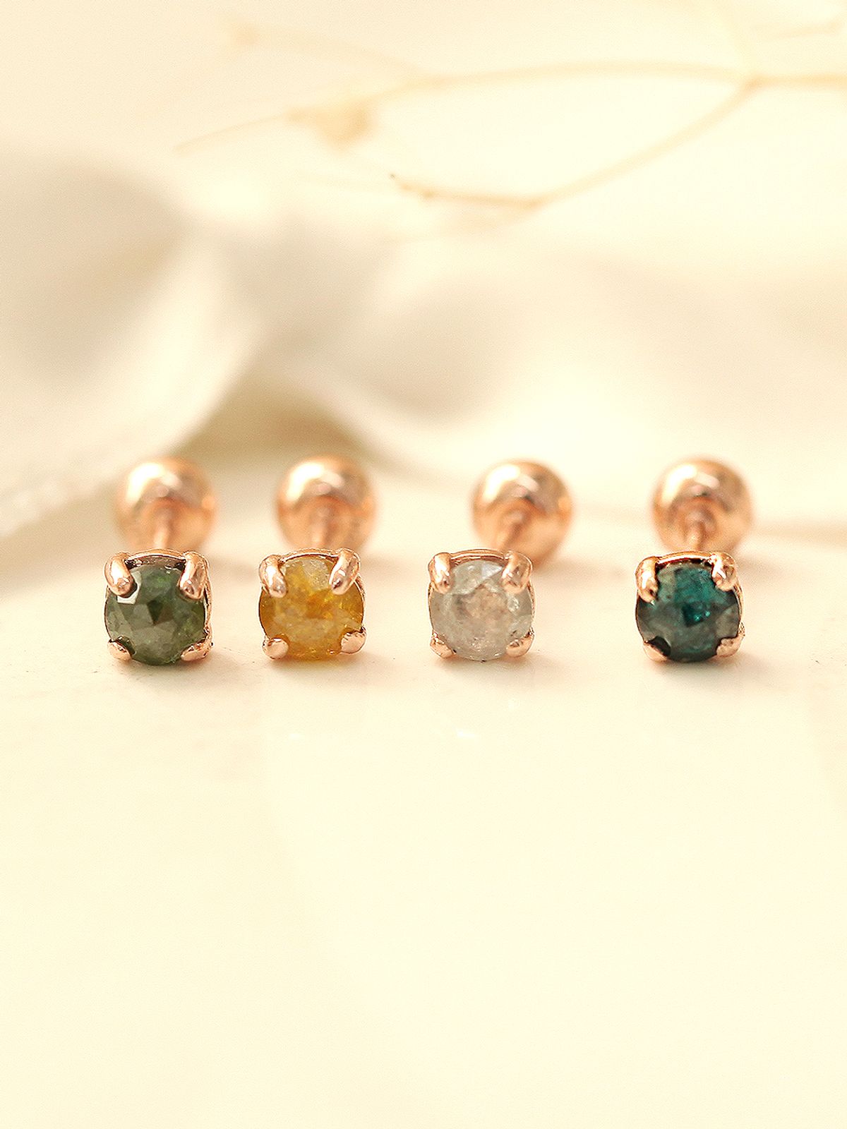 미니멀피어싱(MINIMALPIERCING) 14K 데일리 러프다이아 피어싱 귀걸이 3mm