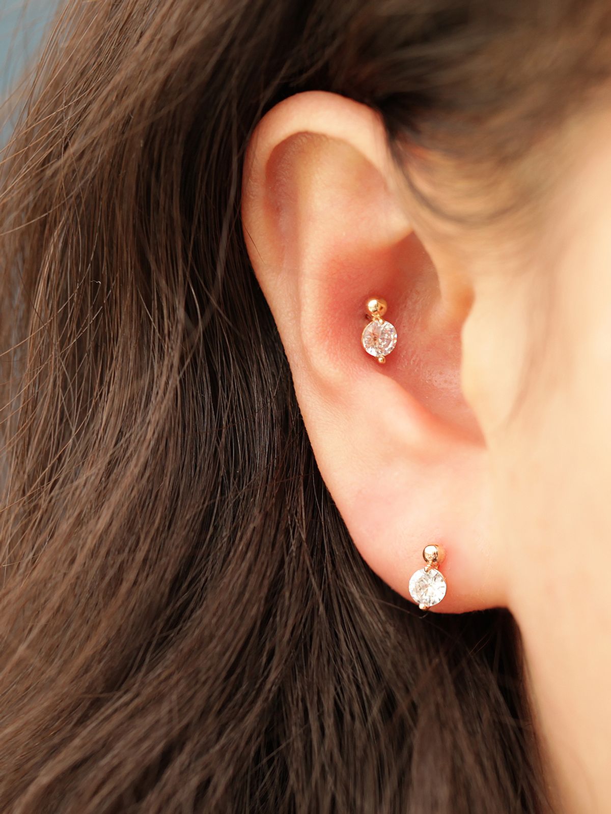 미니멀피어싱(MINIMALPIERCING) 14K 포인트 큐빅 미니 볼 피어싱 귀걸이