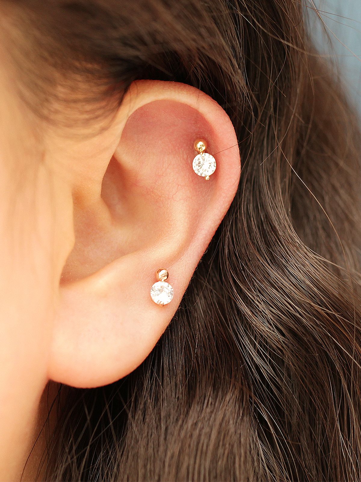 미니멀피어싱(MINIMALPIERCING) 14K 포인트 큐빅 미니 볼 피어싱 귀걸이
