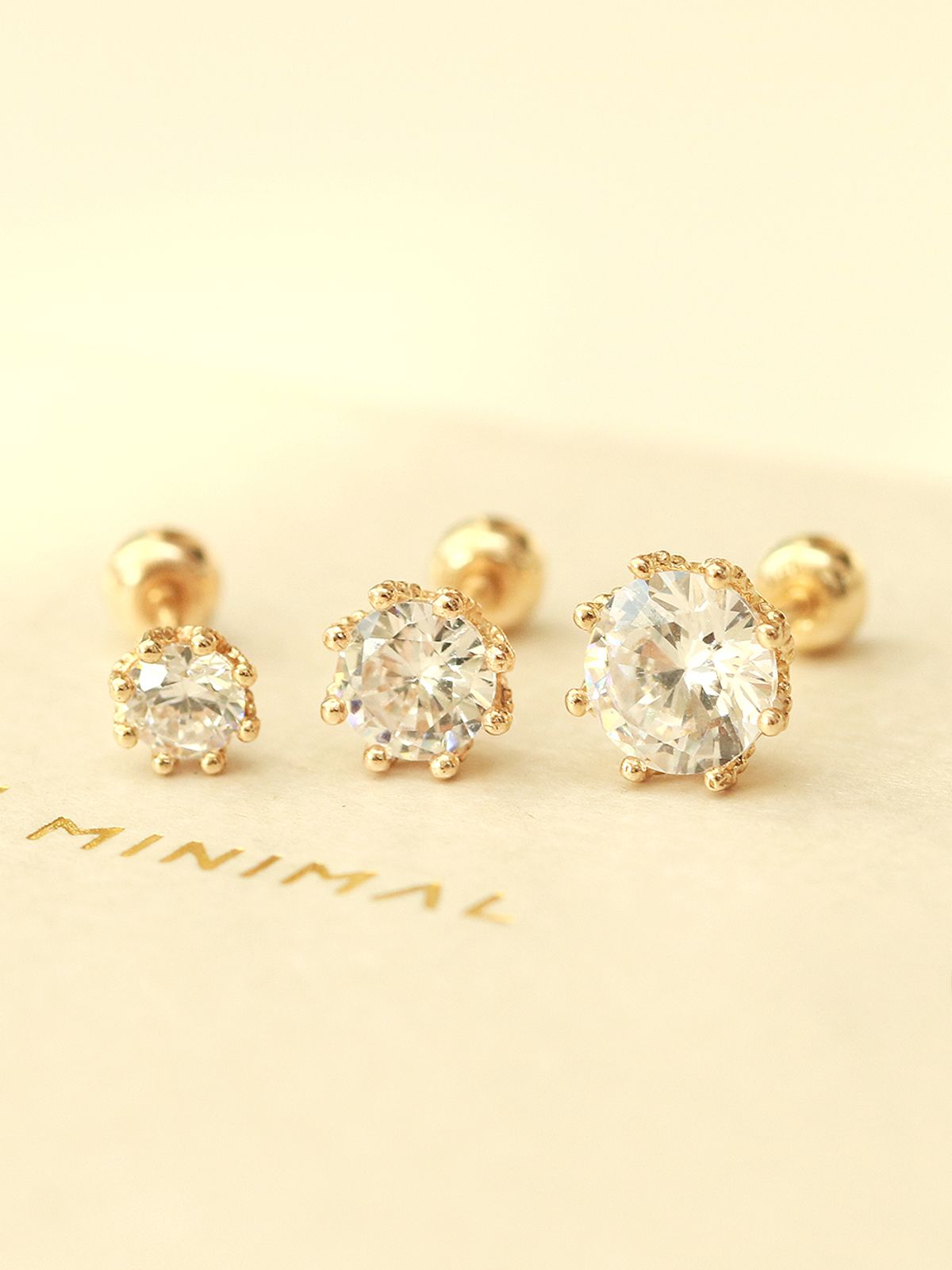 미니멀피어싱(MINIMALPIERCING) 14K 크라운 큐빅 피어싱 귀걸이