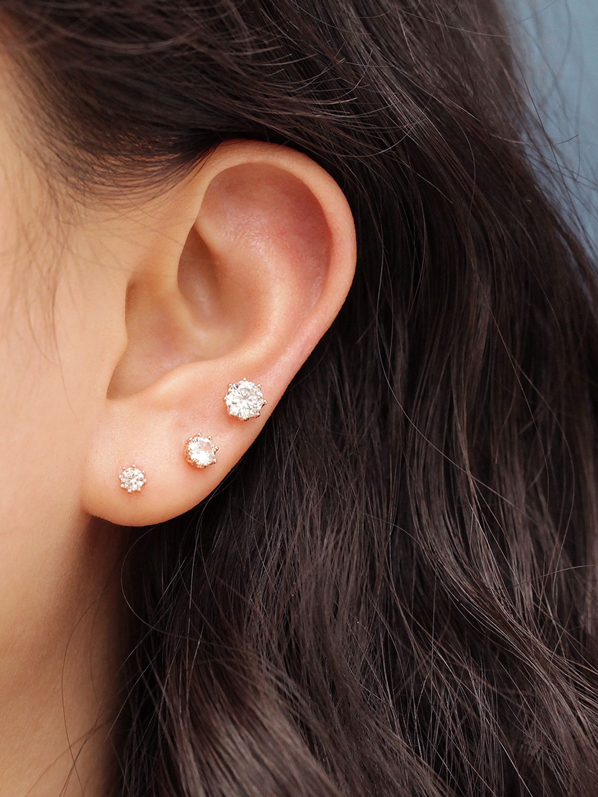 미니멀피어싱(MINIMALPIERCING) 14K 크라운 큐빅 피어싱 귀걸이