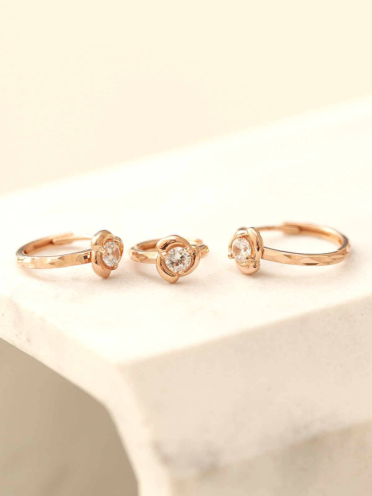 미니멀피어싱(MINIMALPIERCING) 14K 로즈 큐빅 원터치 링 귀걸이