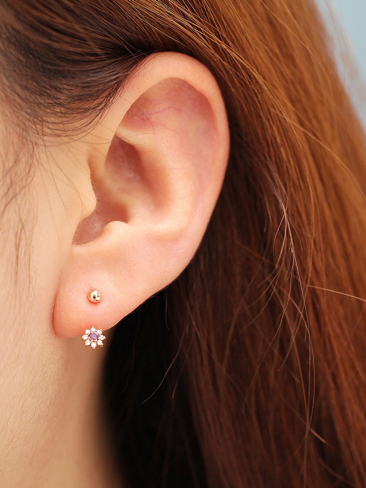 미니멀피어싱(MINIMALPIERCING) 14K 미니 썬플라워 커브 링 피어싱 귀걸이