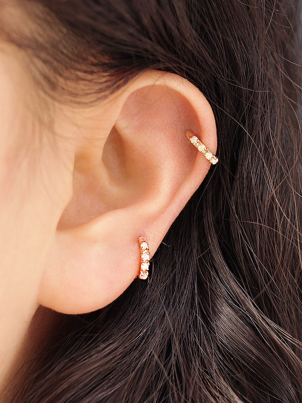 미니멀피어싱(MINIMALPIERCING) 14K 오팔 이너컨츠 원터치 링귀걸이