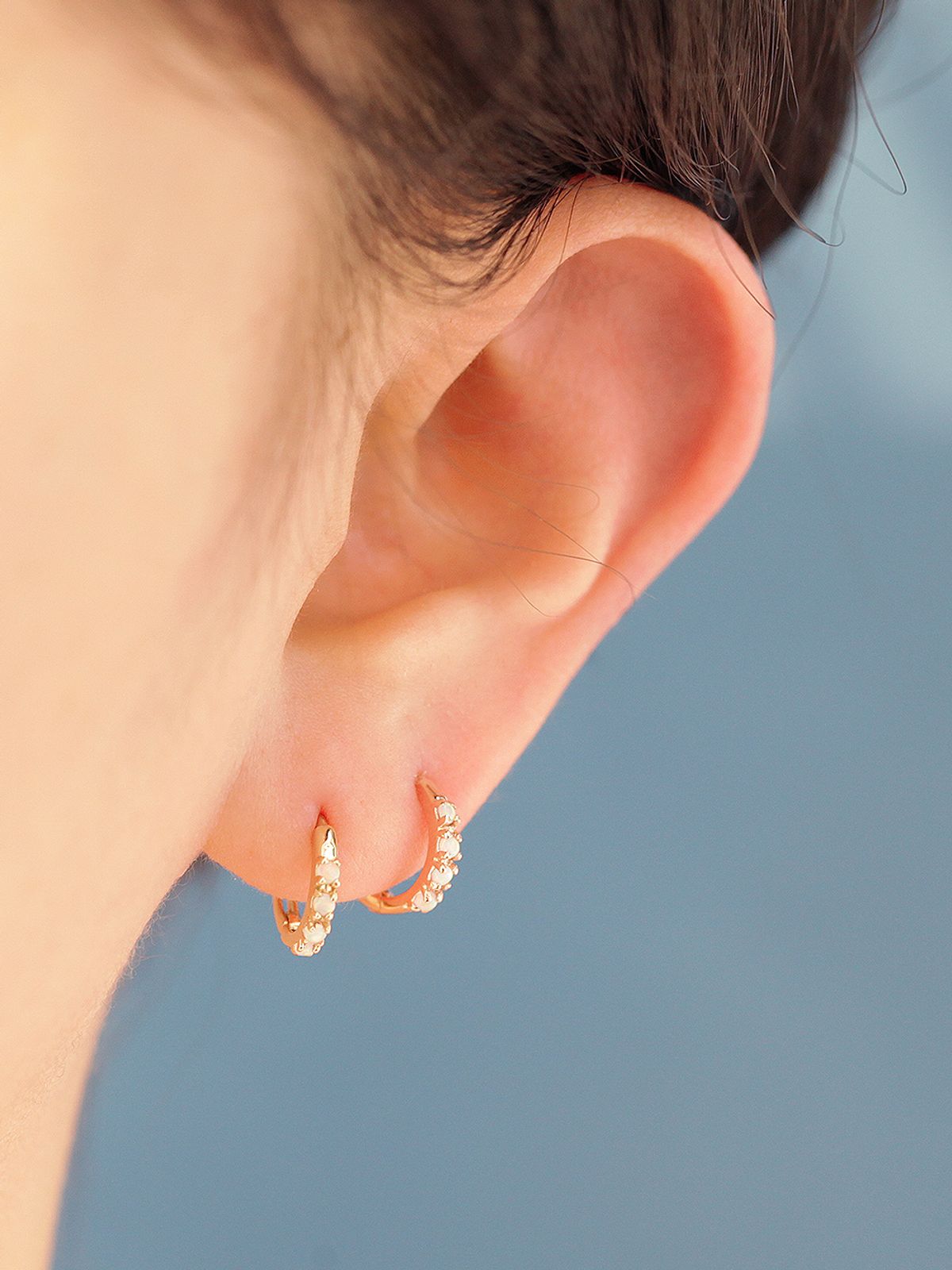 미니멀피어싱(MINIMALPIERCING) 14K 오팔 이너컨츠 원터치 링귀걸이