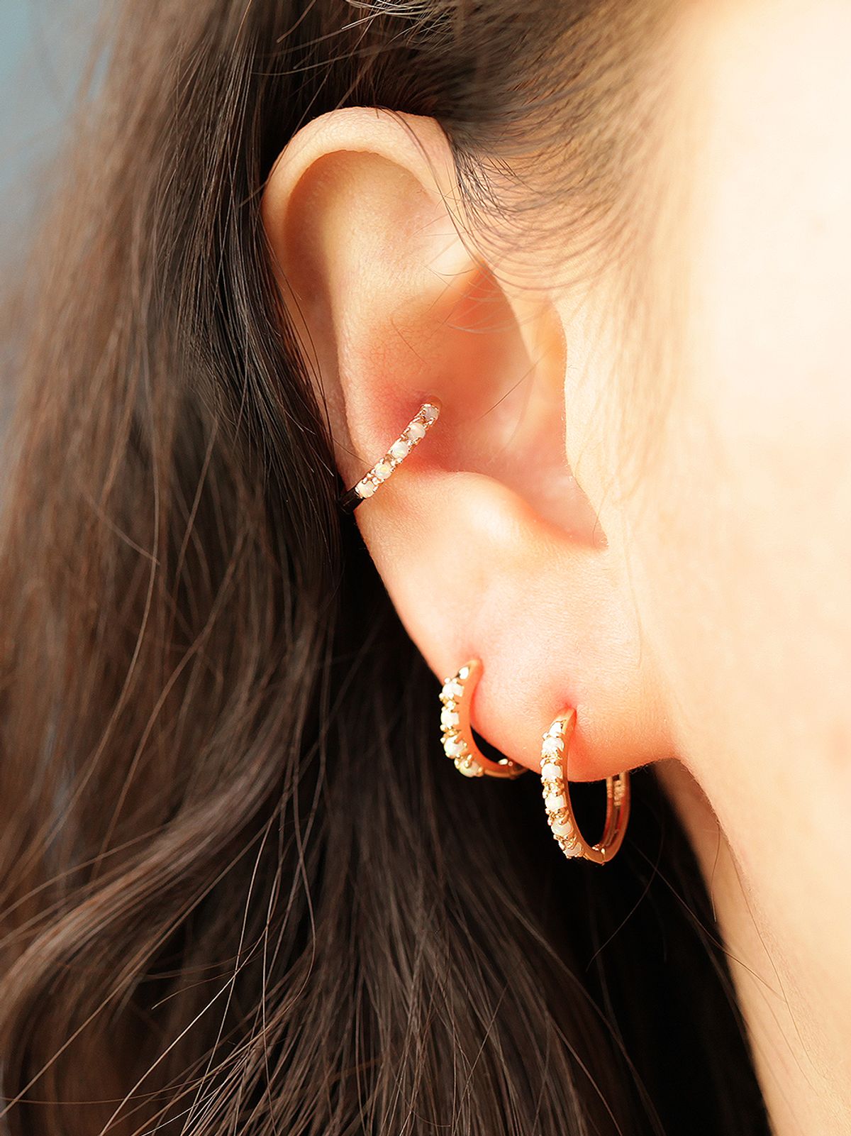 미니멀피어싱(MINIMALPIERCING) 14K 오팔 이너컨츠 원터치 링귀걸이