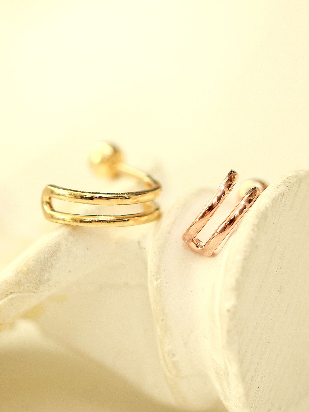 미니멀피어싱(MINIMALPIERCING) 14K 두줄 세줄 링 피어싱 귀걸이 S,M