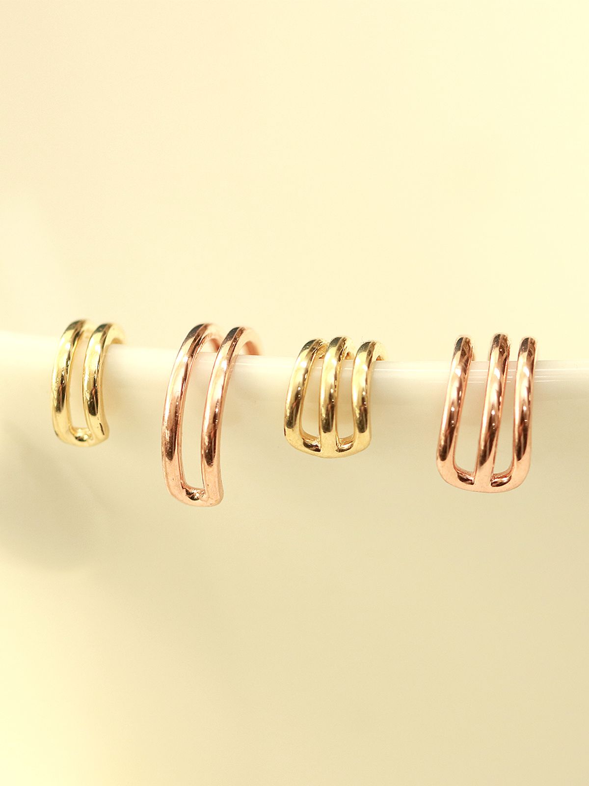 미니멀피어싱(MINIMALPIERCING) 14K 두줄 세줄 링 피어싱 귀걸이 S,M