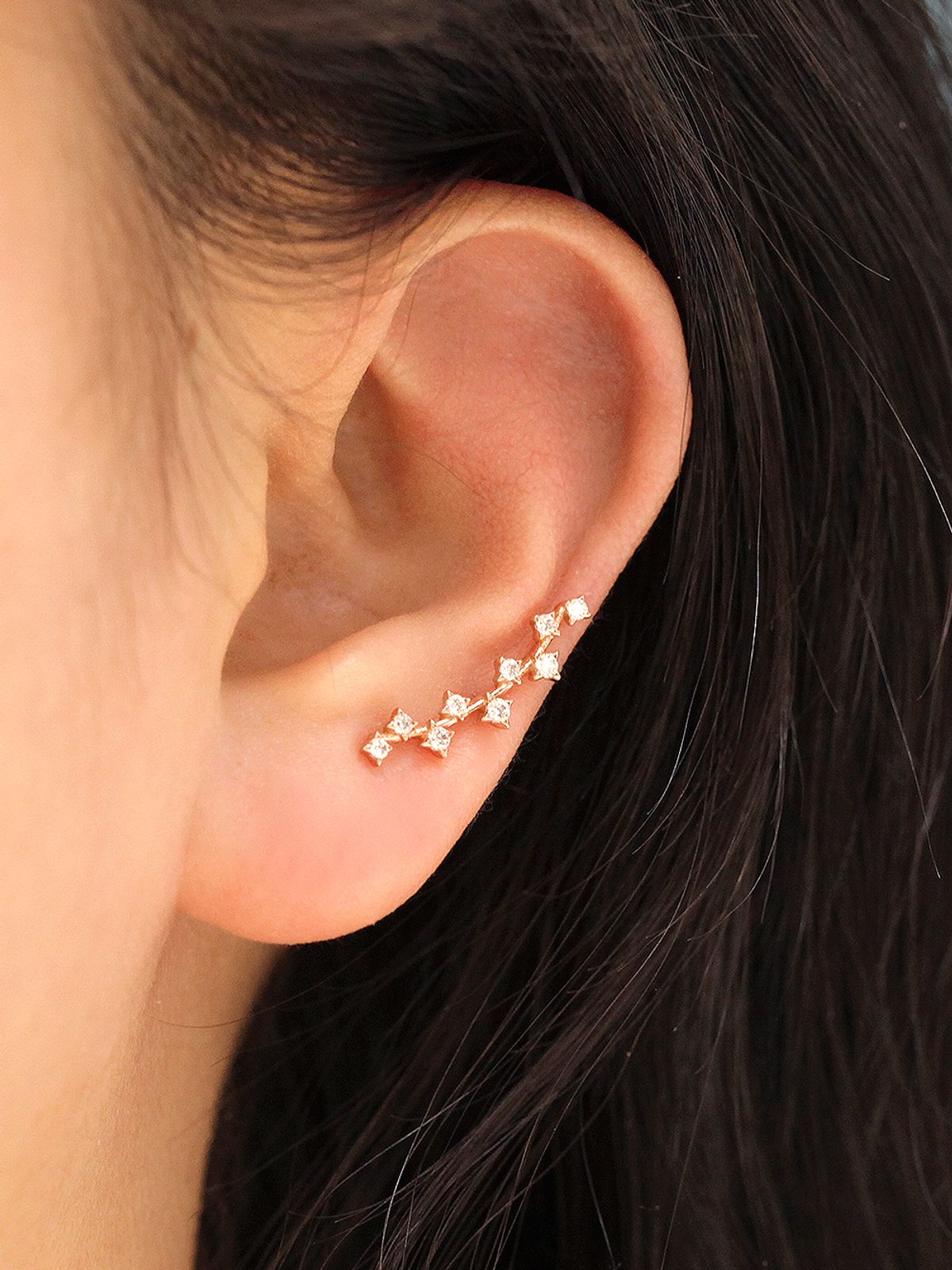 미니멀피어싱(MINIMALPIERCING) 14K 롱커브 블링 스터드 피어싱 귀걸이