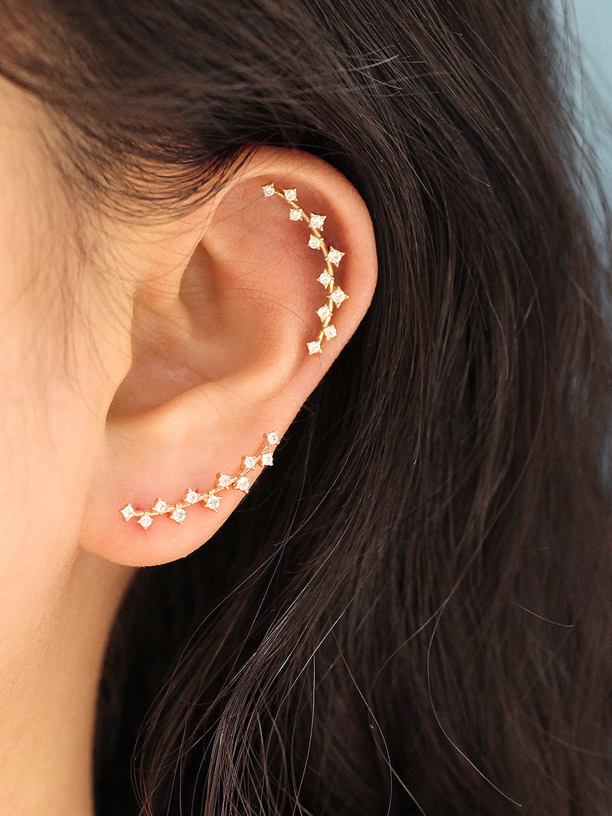 미니멀피어싱(MINIMALPIERCING) 14K 롱커브 블링 스터드 피어싱 귀걸이