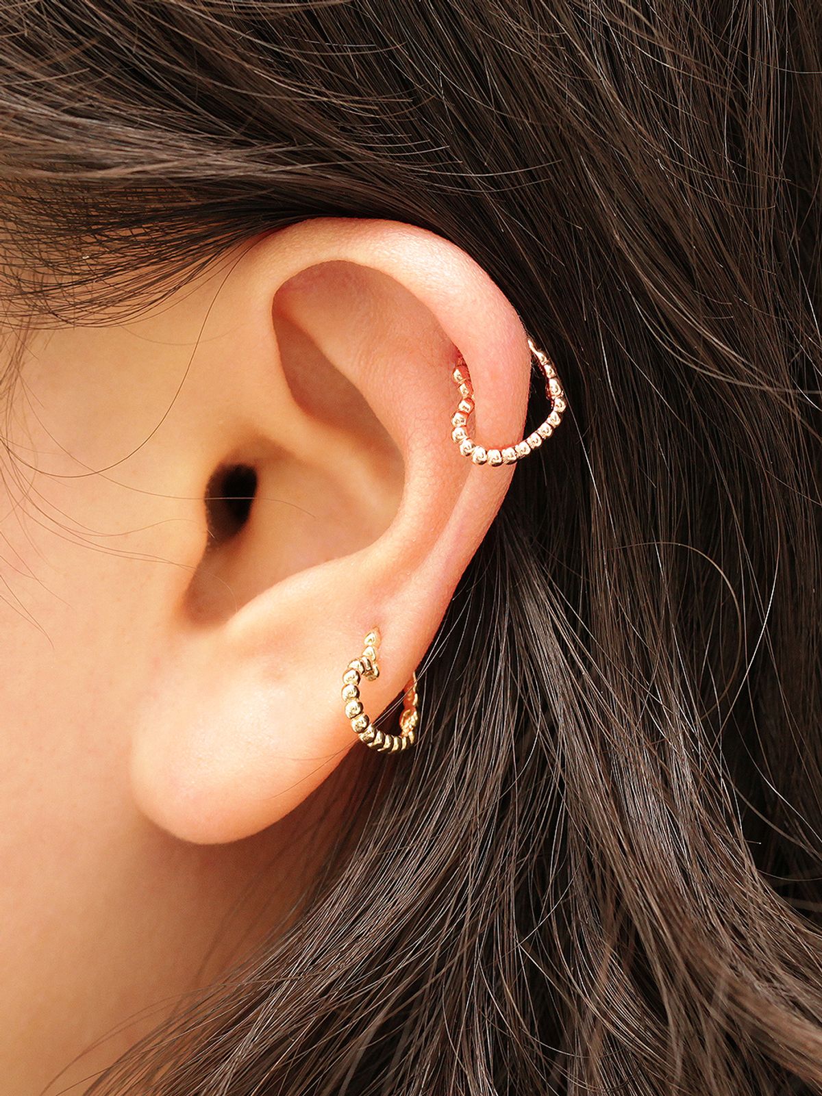 미니멀피어싱(MINIMALPIERCING) 14K 버블 하트 별 원터치 링 피어싱 귀걸이