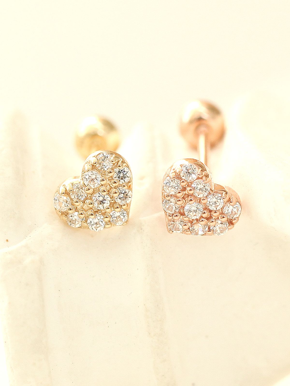 미니멀피어싱(MINIMALPIERCING) 14K 통통 큐빅 하트 피어싱 귀걸이