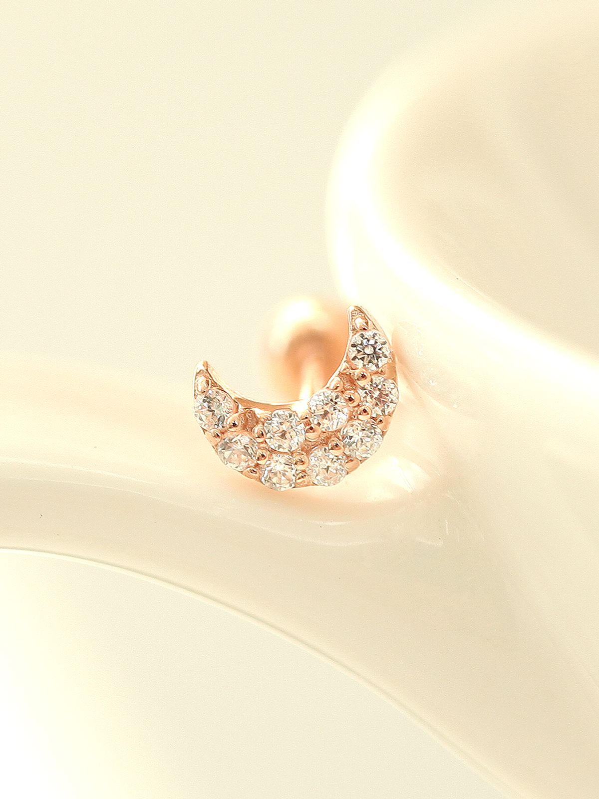 미니멀피어싱(MINIMALPIERCING) 14K 미니 통통 큐빅 달 별 피어싱 귀걸이