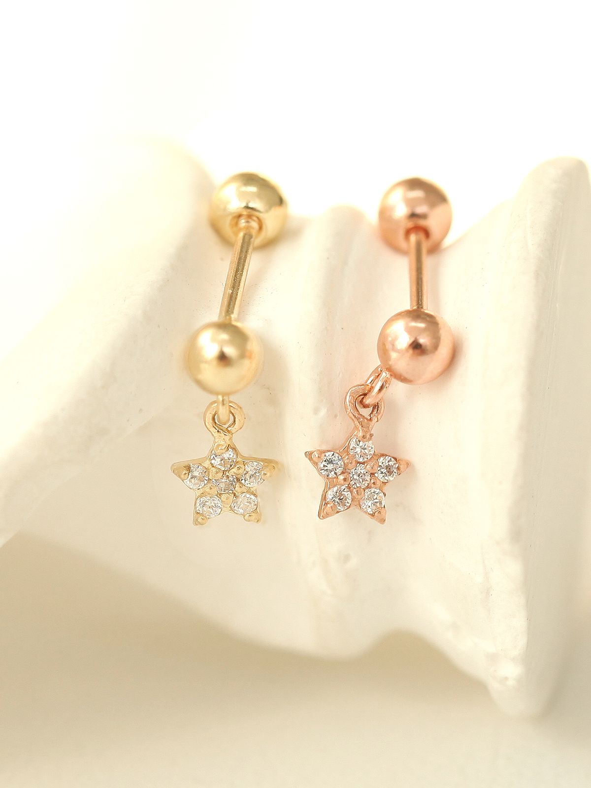 미니멀피어싱(MINIMALPIERCING) 14K 큐빅 드롭 피어싱 귀걸이