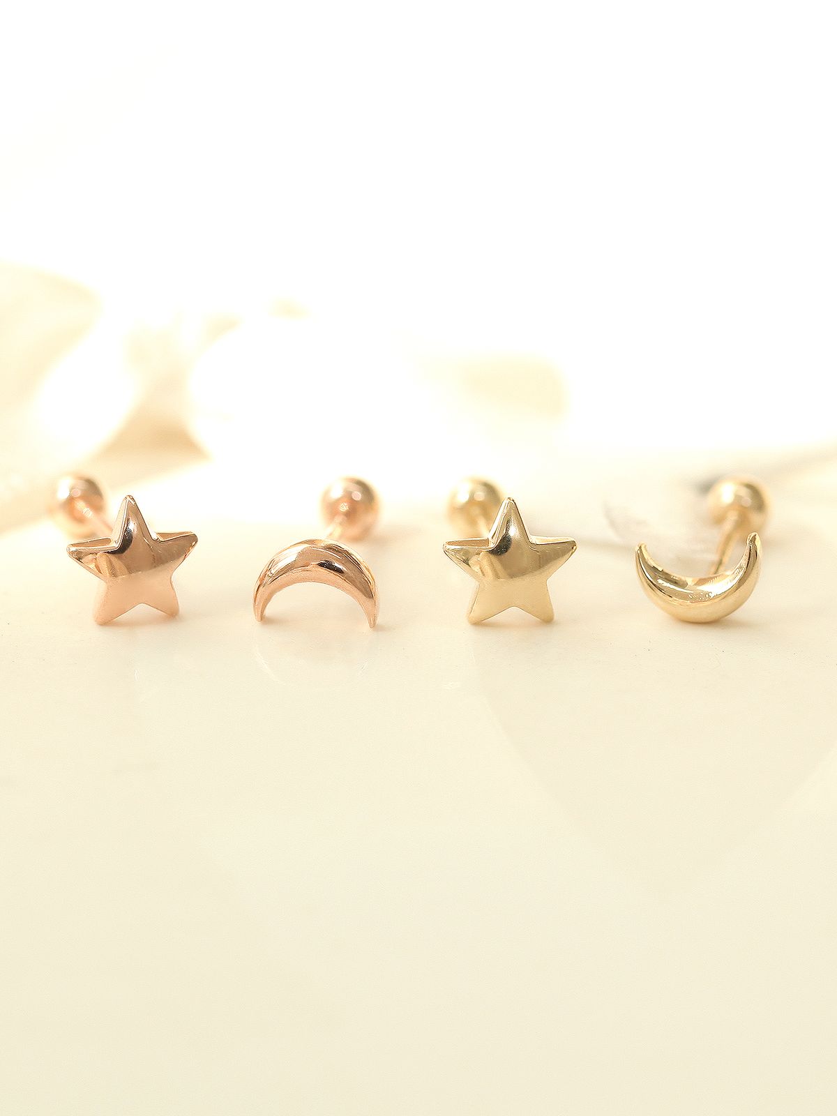 미니멀피어싱(MINIMALPIERCING) 14K 통통 달 별 피어싱 귀걸이