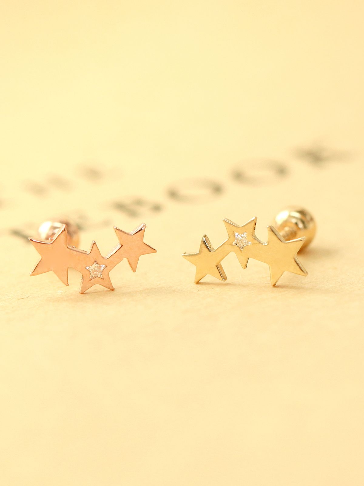 미니멀피어싱(MINIMALPIERCING) 14K 별 포인트 큐빅 피어싱 귀걸이