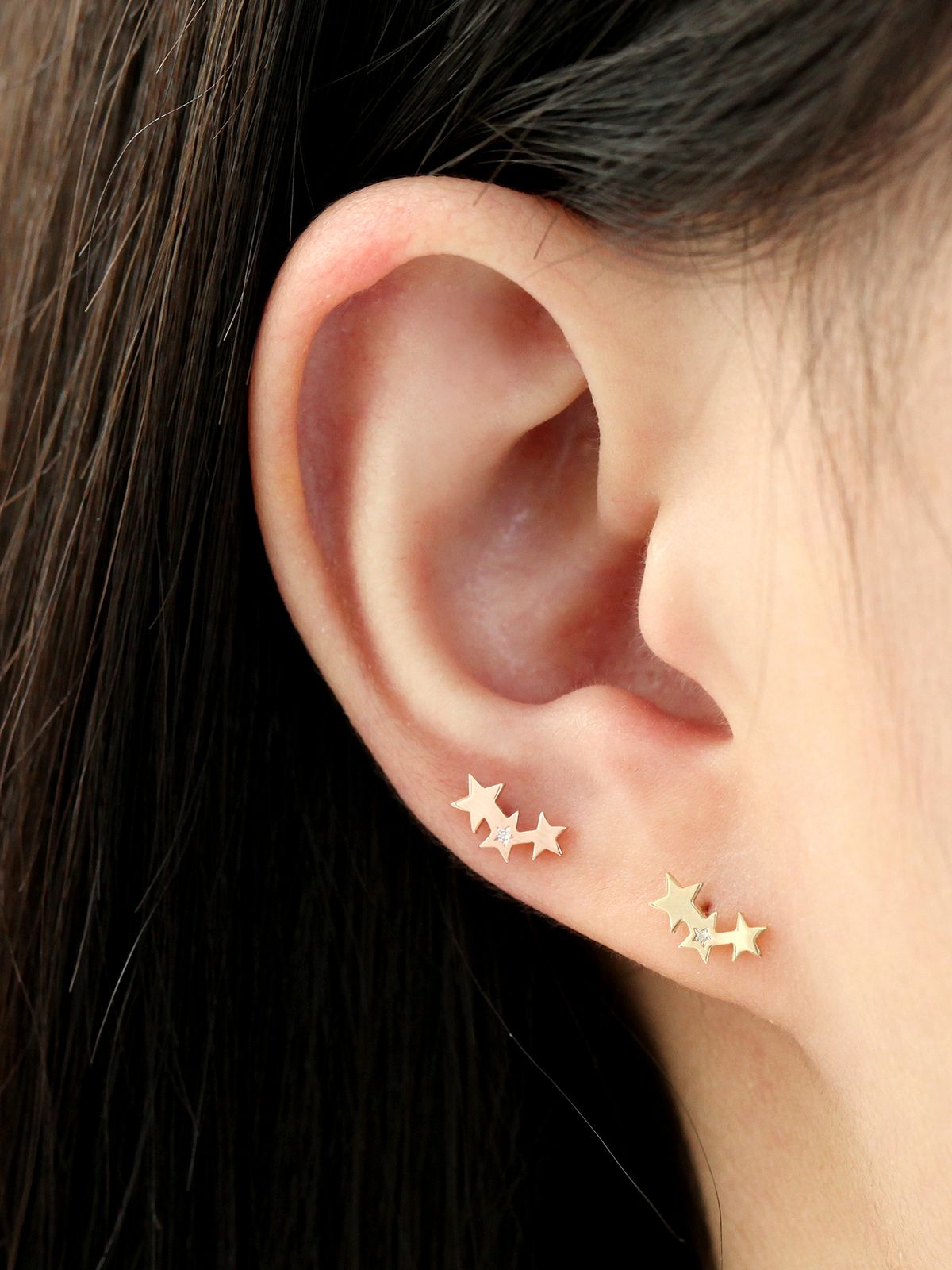 미니멀피어싱(MINIMALPIERCING) 14K 별 포인트 큐빅 피어싱 귀걸이