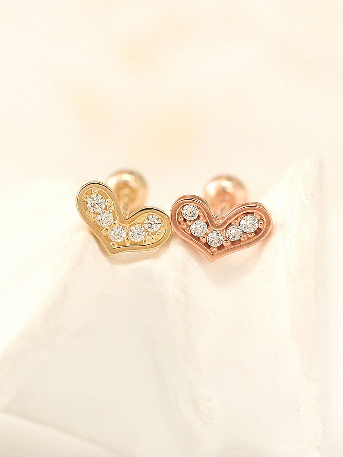 미니멀피어싱(MINIMALPIERCING) 14K 러블리 하트 피어싱 귀걸이