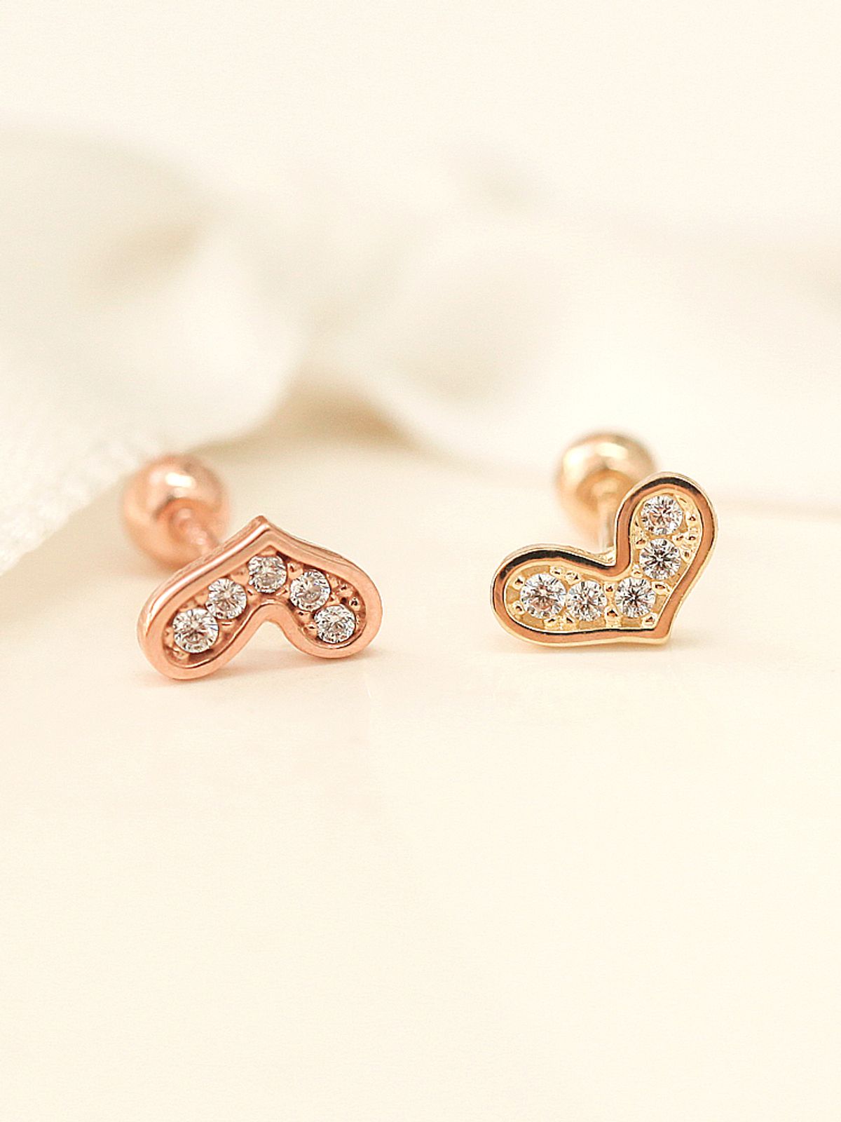 미니멀피어싱(MINIMALPIERCING) 14K 러블리 하트 피어싱 귀걸이