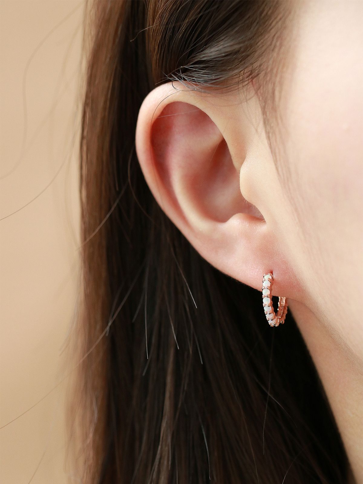 미니멀피어싱(MINIMALPIERCING) 14K 오팔 이너컨츠 링 귀걸이 피어싱