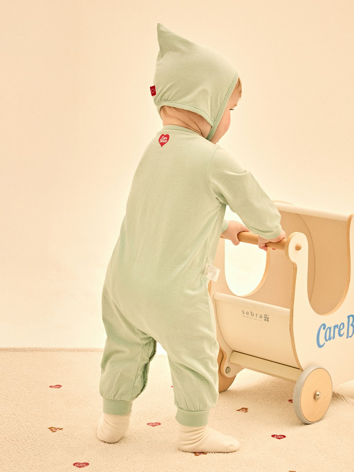 케어베어(CAREBEARS) 출산/백일/돌선물 오가닉바디수트2종+모자세트+선물쇼핑백