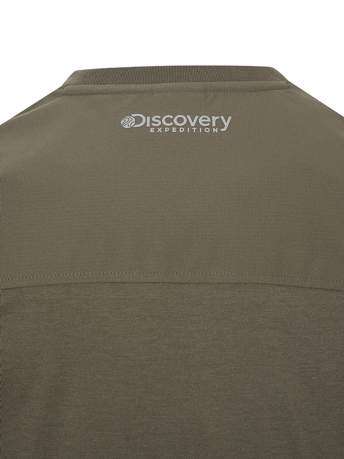 디스커버리 익스페디션(DISCOVERY EXPEDITION) 프레시벤트 고프코어 우븐 하이브리드 메쉬포켓 반팔티셔츠 (BROWN)