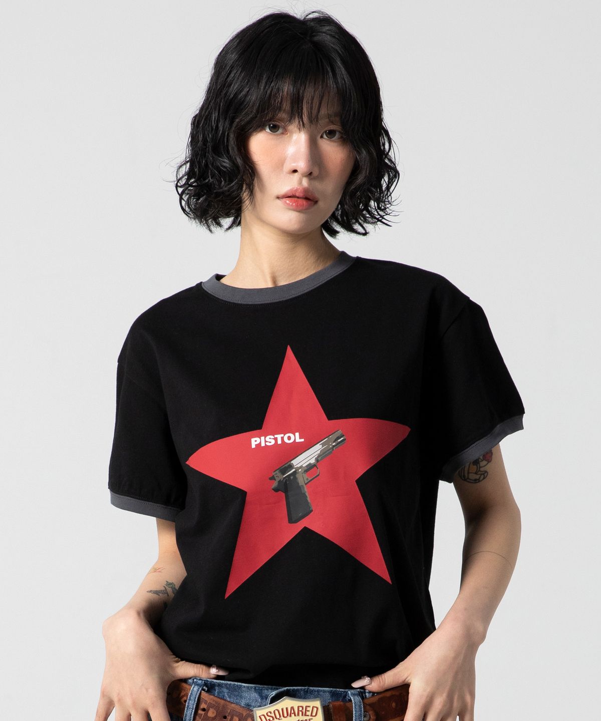 글랙(GLACK) GT122 피스톨 스타 링거 티셔츠 (BLACK)