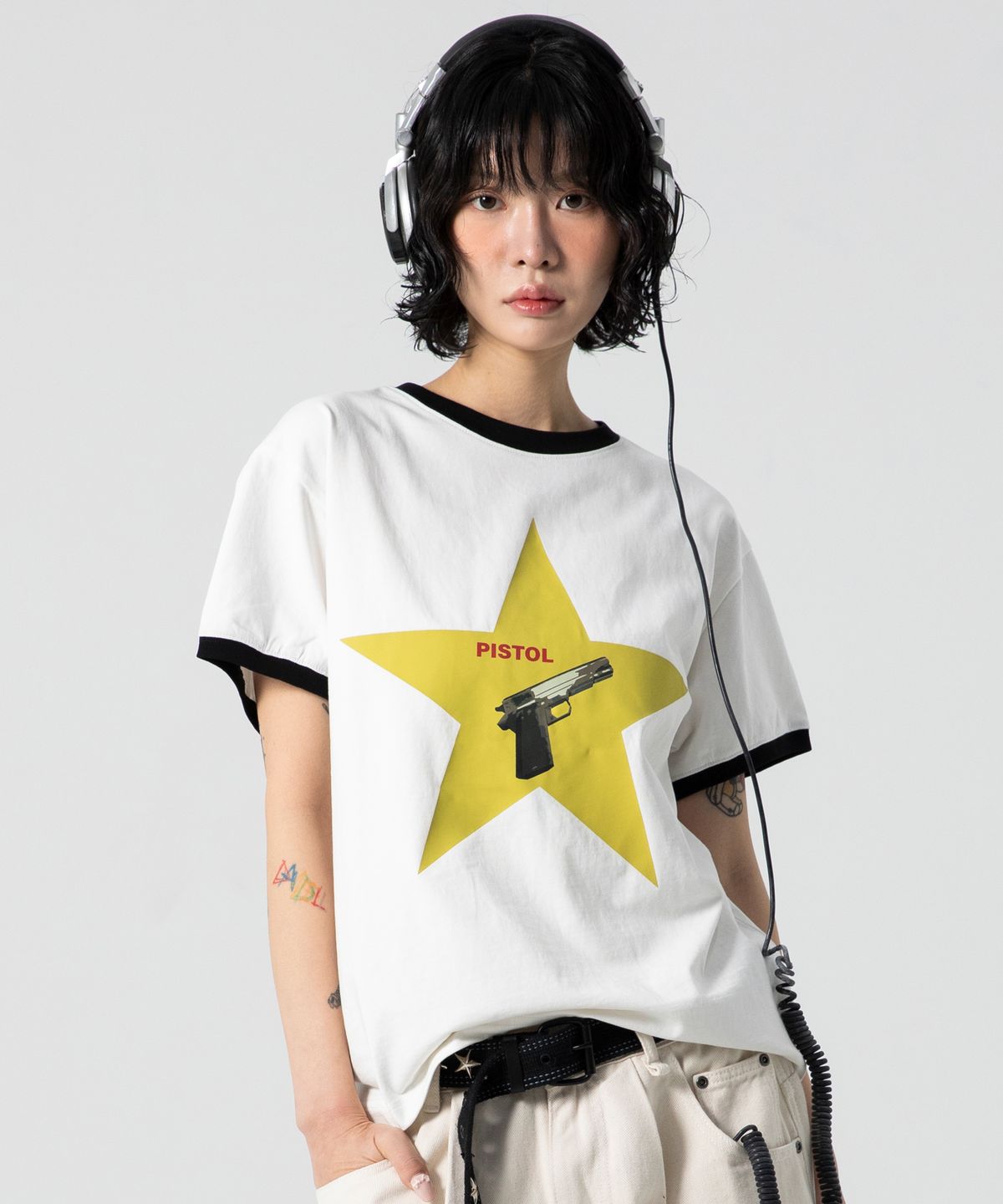 글랙(GLACK) GT122 피스톨 스타 링거 티셔츠 (WHITE)