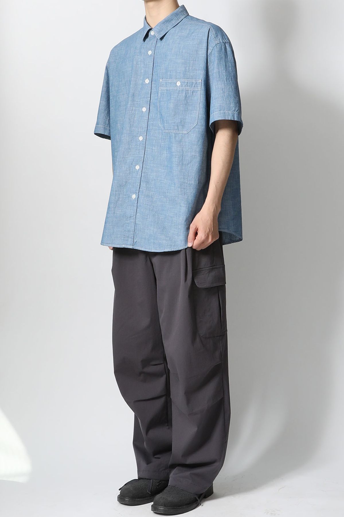 홀리선(HORLISUN) Poole selvedge Dungaree Shirt Blue