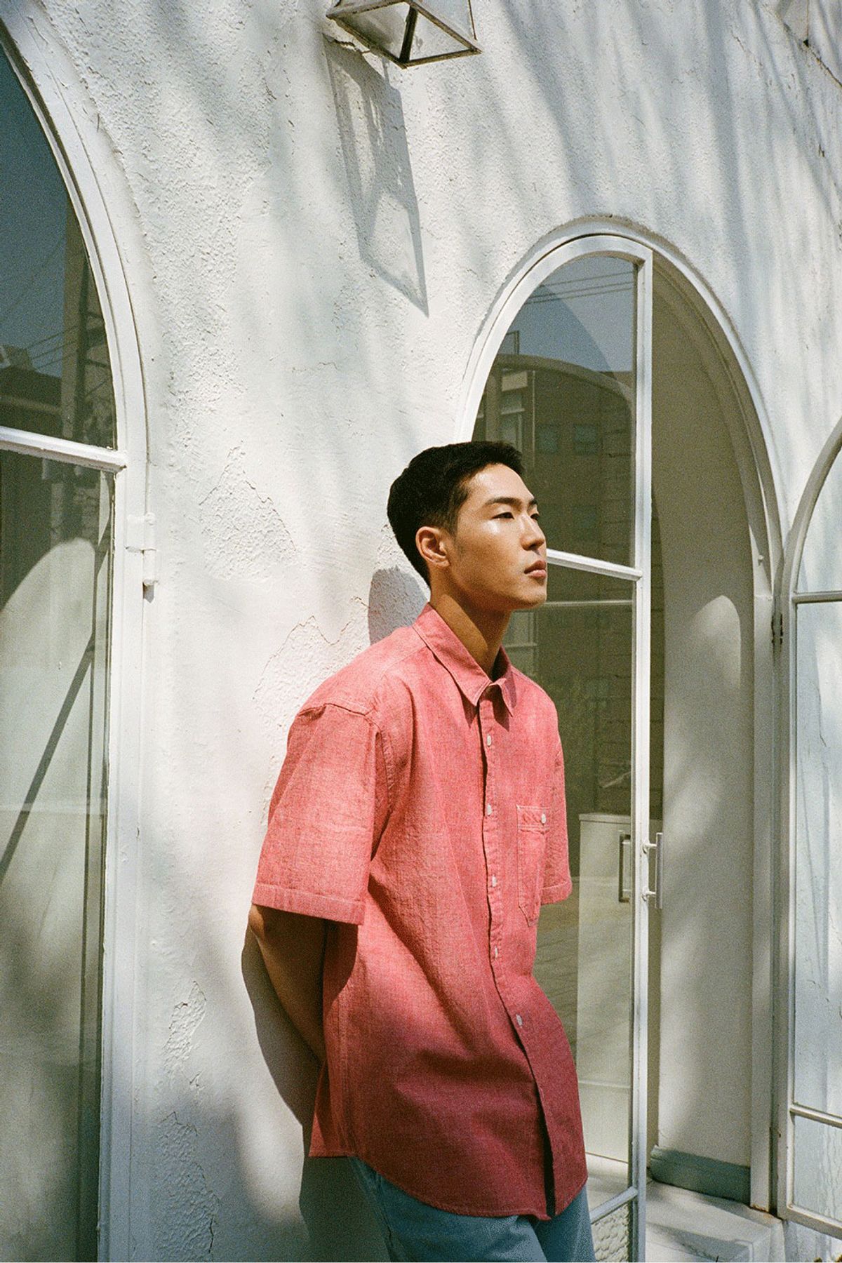 홀리선(HORLISUN) Poole selvedge Dungaree Shirt Red
