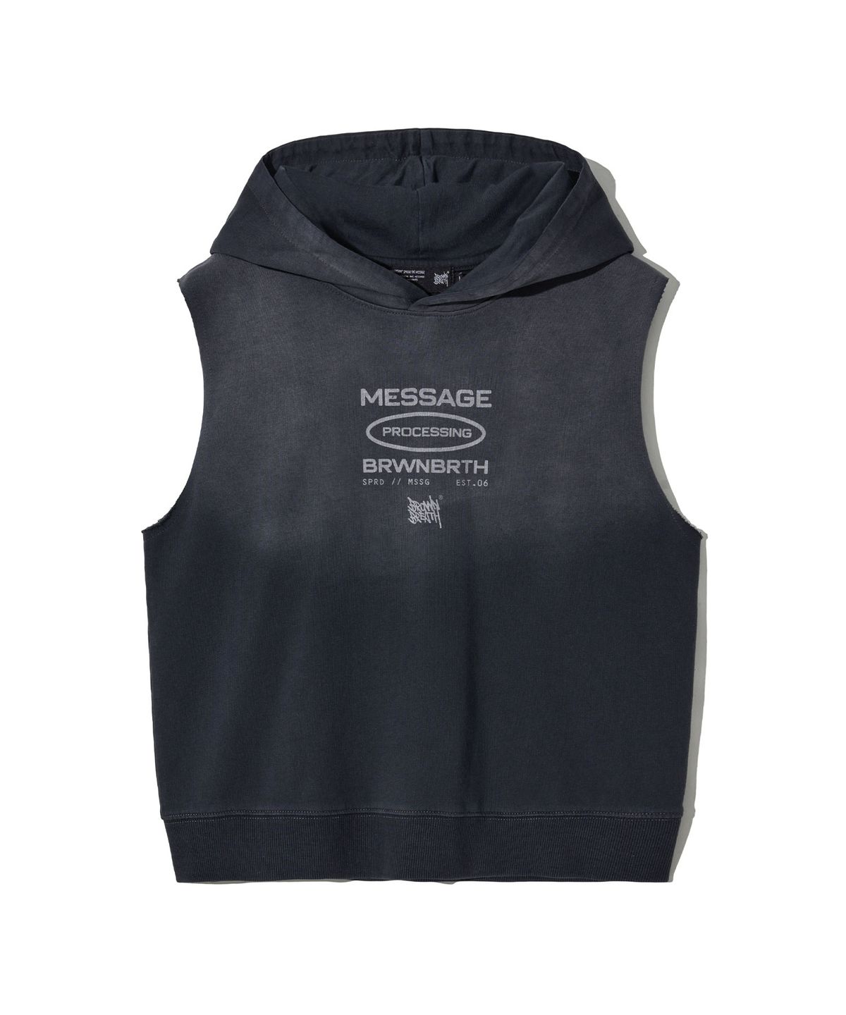 브라운브레스 키즈(BROWNBREATH KIDS) KIDS TWO TONE SLEEVELESS HOOD - DARK GREY