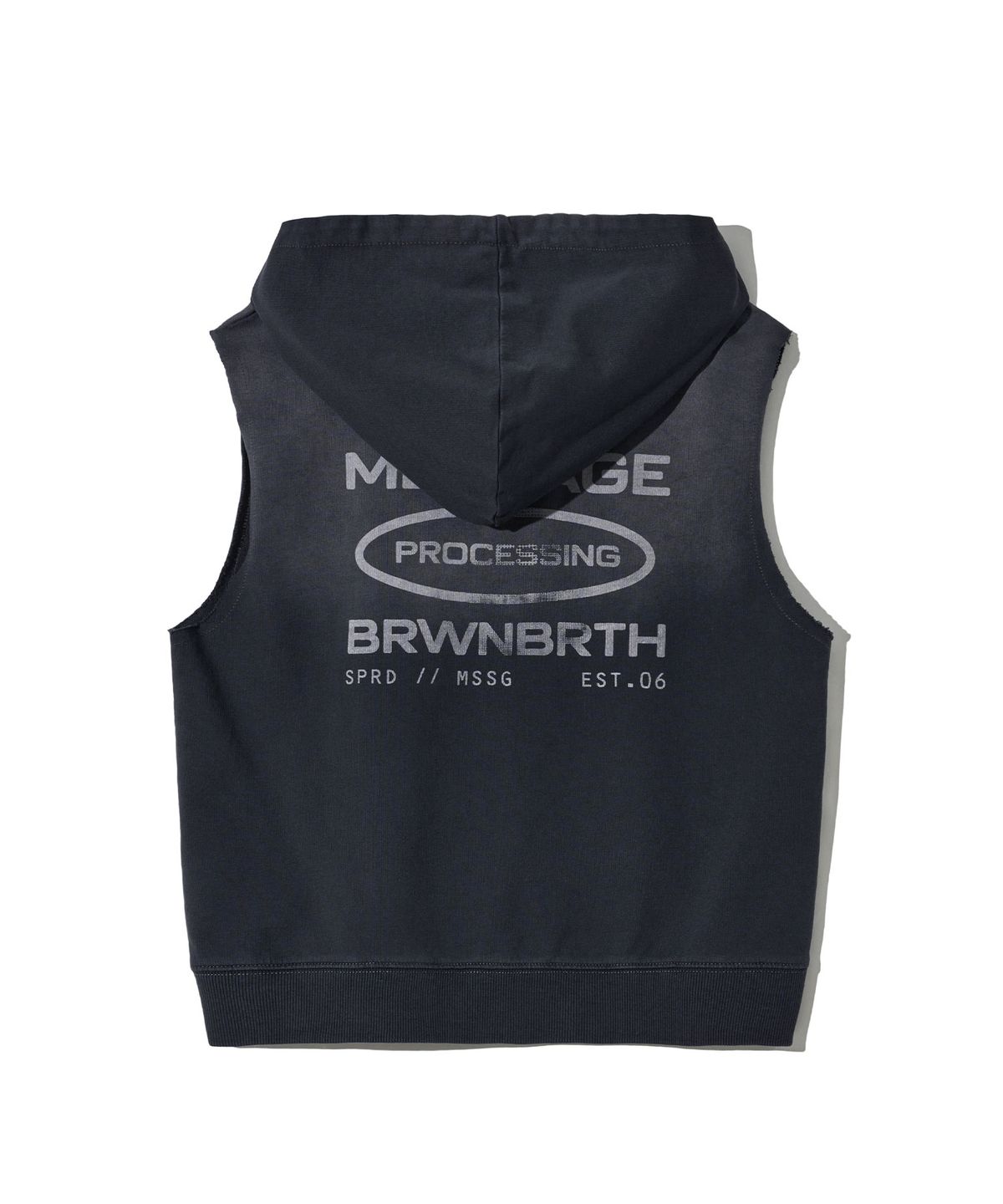 브라운브레스 키즈(BROWNBREATH KIDS) KIDS TWO TONE SLEEVELESS HOOD - DARK GREY