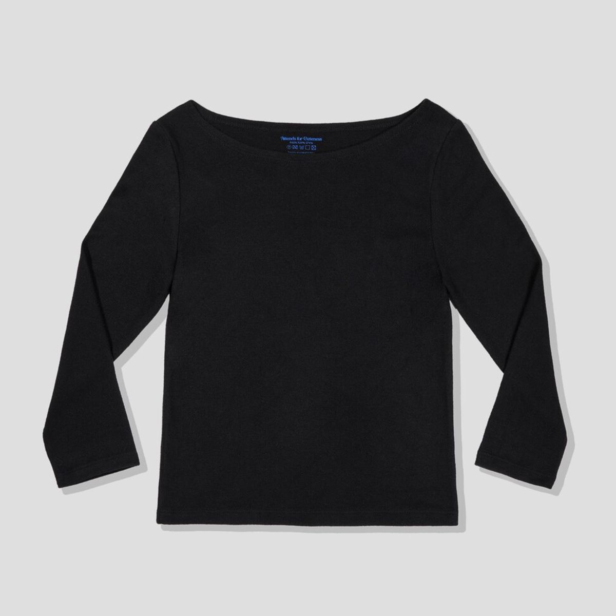 어텐즈(ATTENDS) Restrained boat neck tee shirt (Black)