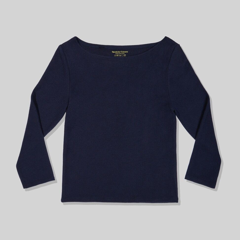 [Attends] ★ Restrained boat neck tee shirt MUSINSA | ATTENDS Restrained boat neck tee shirt (Navy)