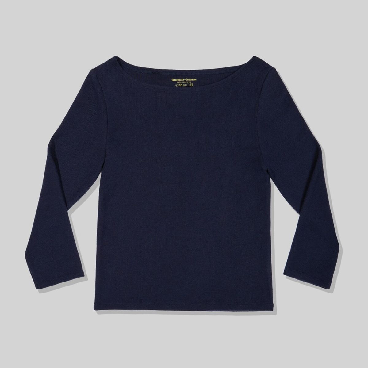 어텐즈(ATTENDS) Restrained boat neck tee shirt (Navy)