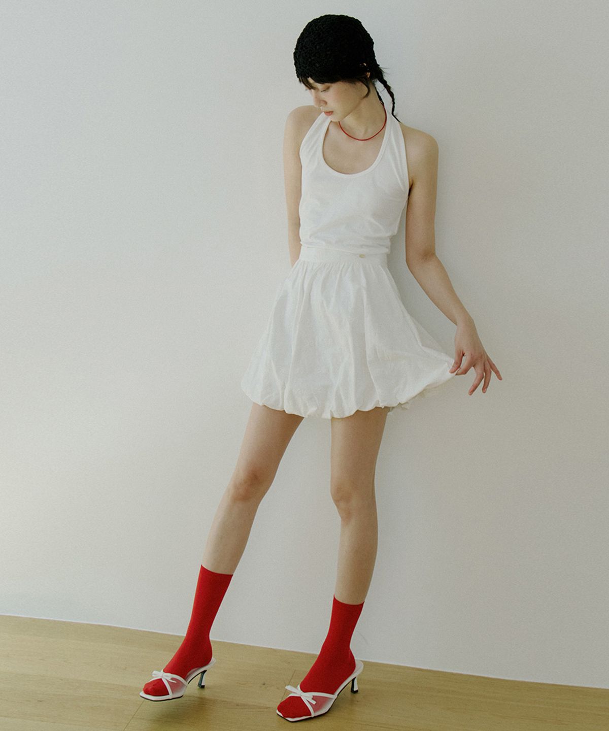 리올그(REORG) WOI BALLOON MINI SKIRT WHITE