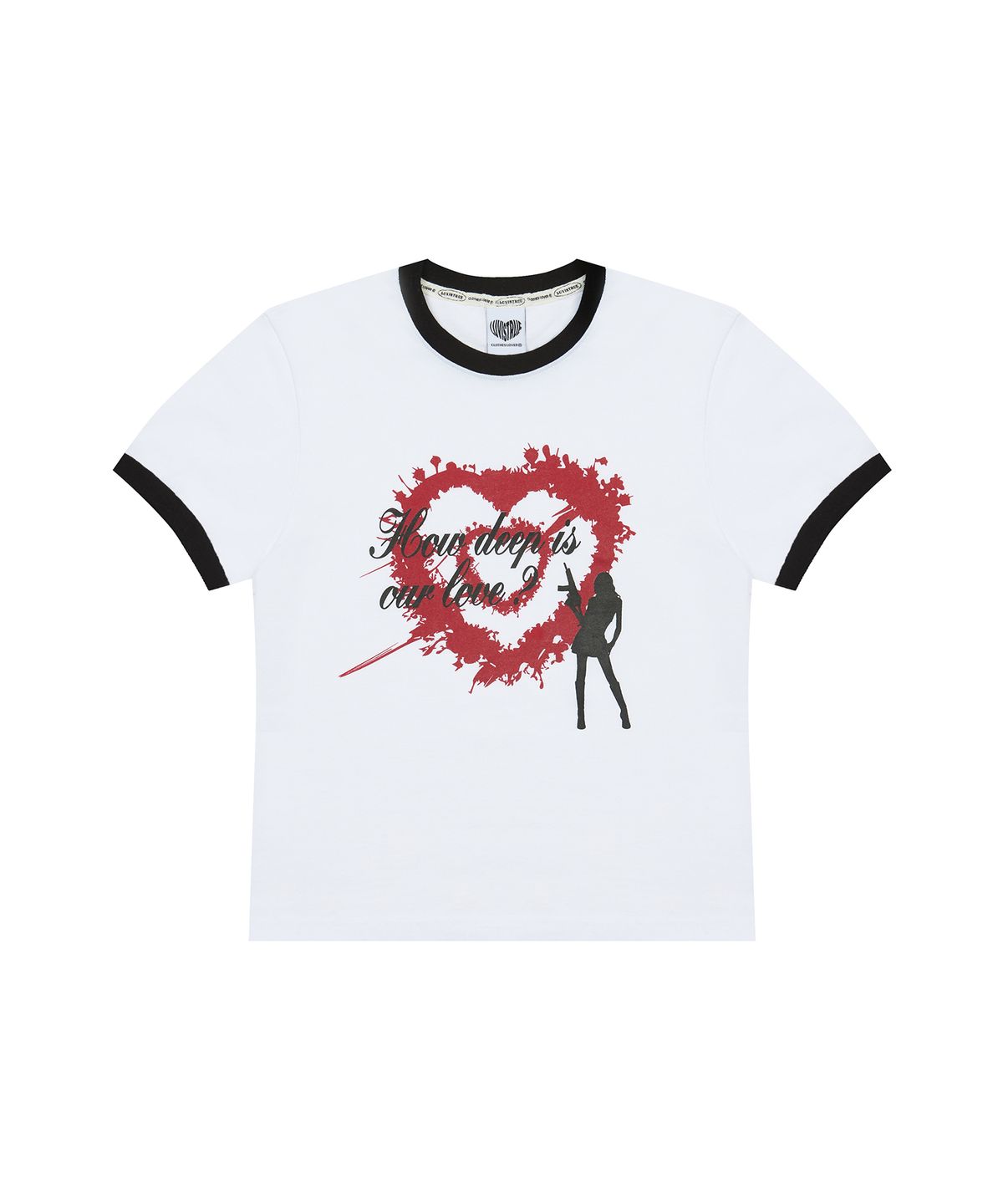 러브이즈트루(LUVISTRUE) SM HOW DEEP HEART TANG TEE(WHITE)