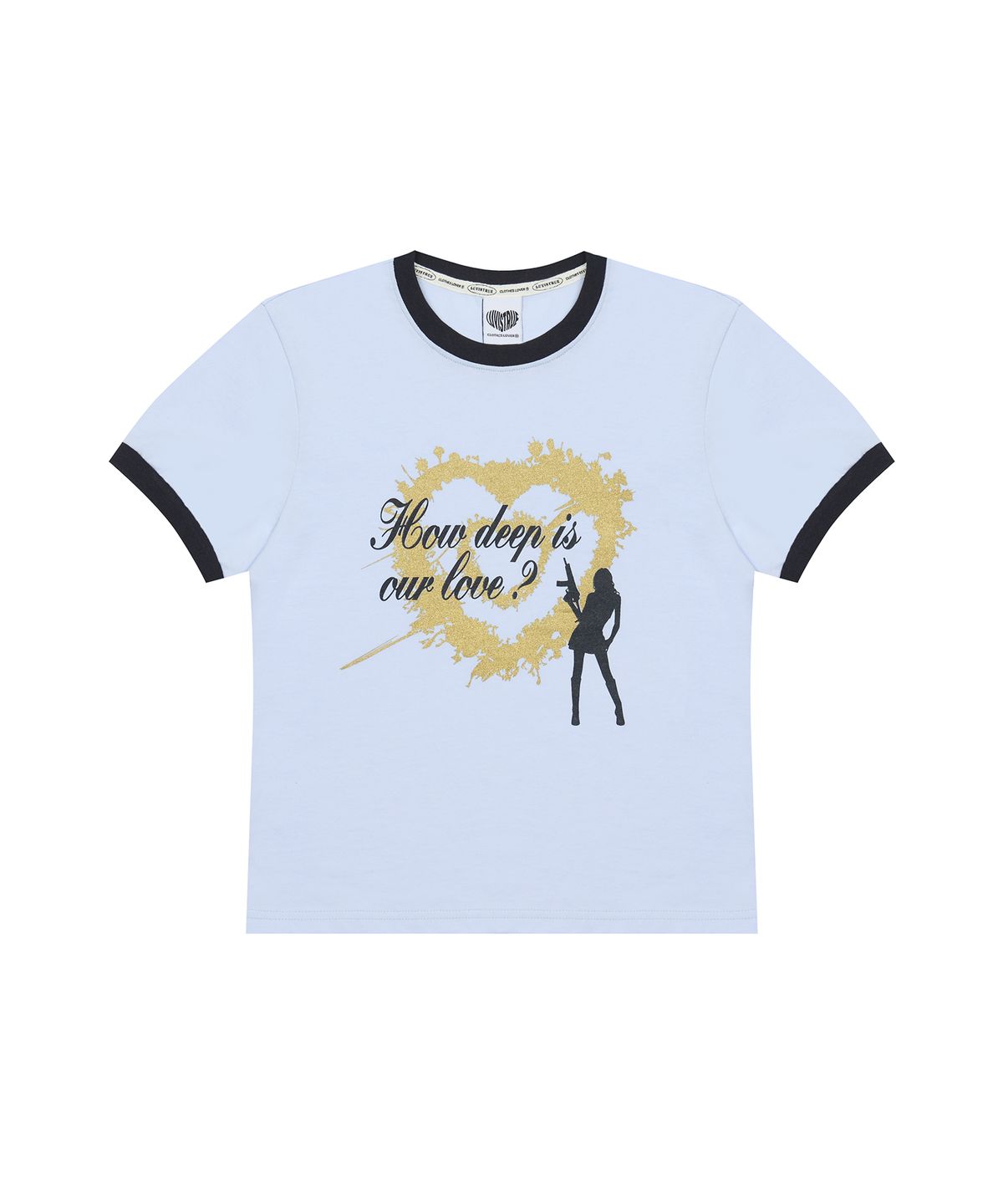 러브이즈트루(LUVISTRUE) SM HOW DEEP HEART TANG TEE(BLUE)
