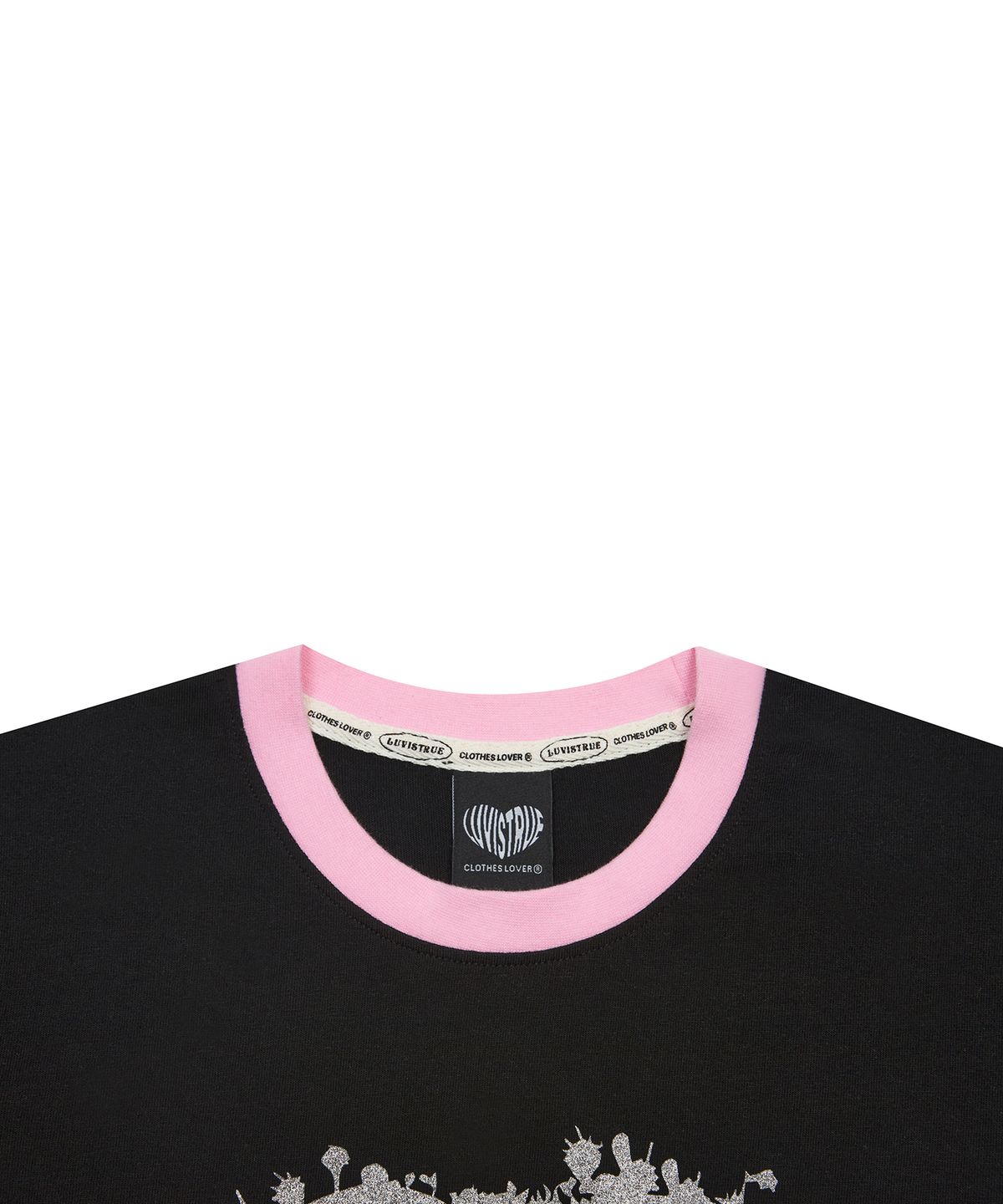 러브이즈트루(LUVISTRUE) SM HOW DEEP HEART TANG TEE(BLACK)