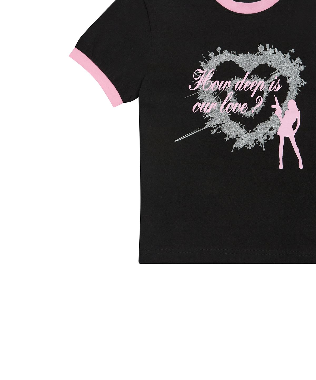 러브이즈트루(LUVISTRUE) SM HOW DEEP HEART TANG TEE(BLACK)