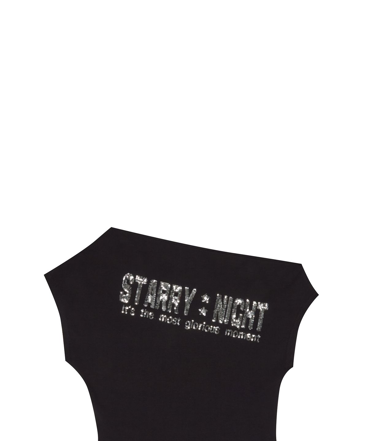 러브이즈트루(LUVISTRUE) SM SPANGLE OFFSHOULDER TEE(BLACK)