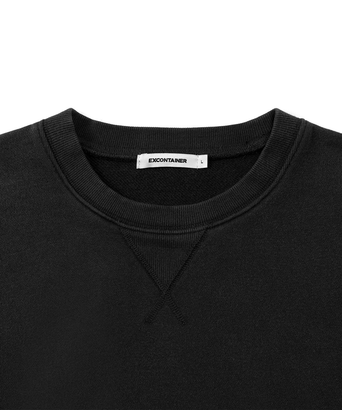 엑스컨테이너(EXCONTAINER) VTG 워시드 라운드 스웻 셔츠 (SMOKE BLACK)