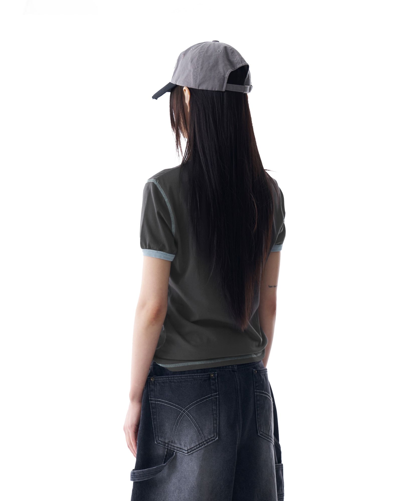 MUSINSA | AAKAM Cracked Sun Ringer Top (Dark Gray)