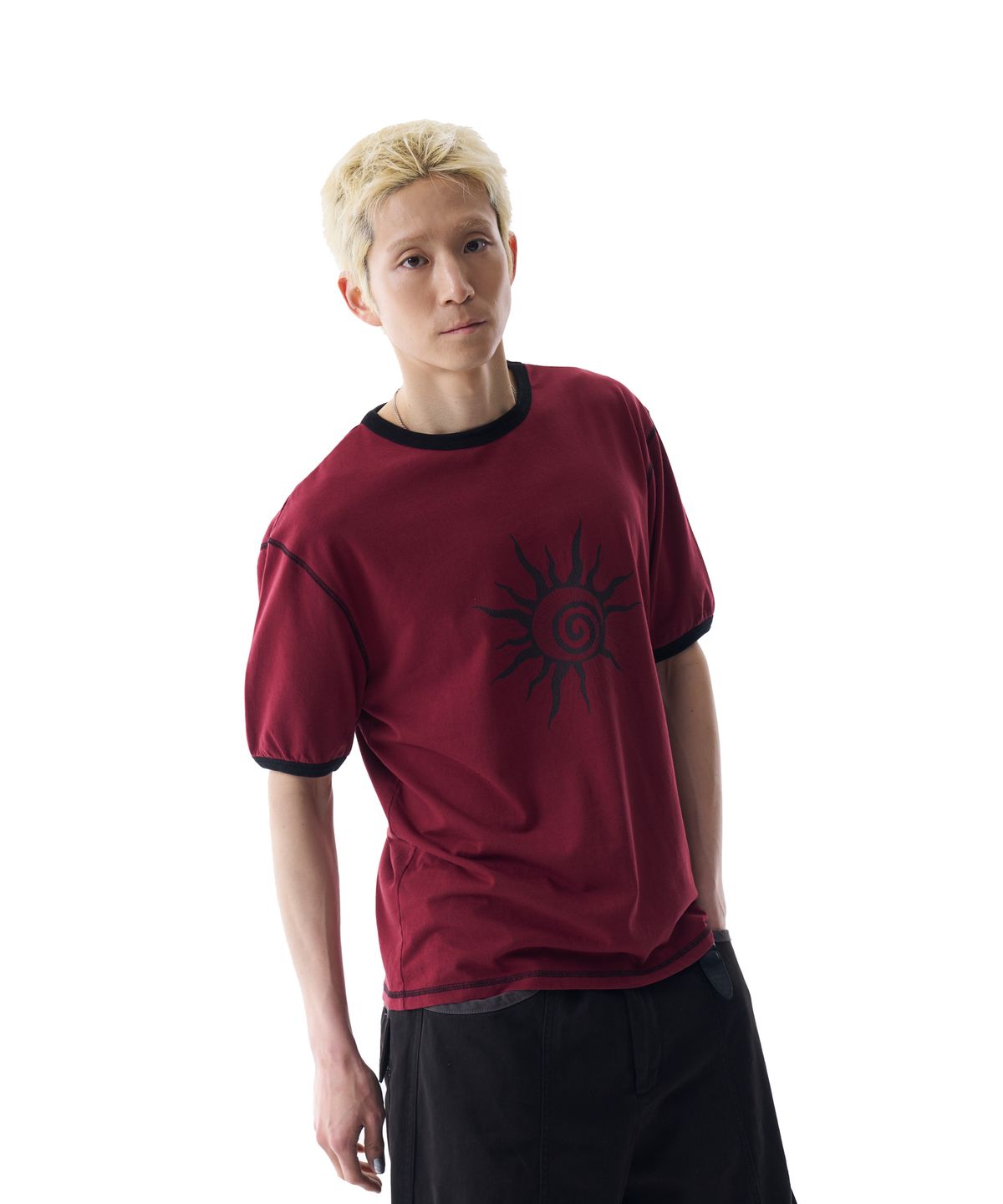 아캄(AAKAM) Cracked Sun Ringer Top (Wine)