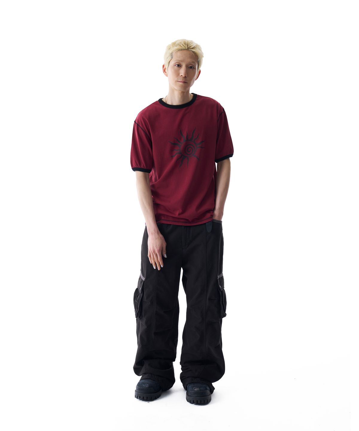 아캄(AAKAM) Cracked Sun Ringer Top (Wine)