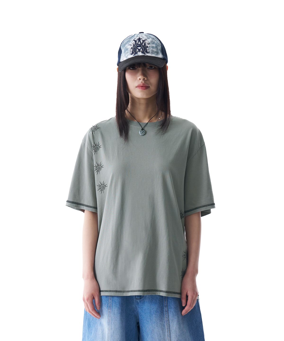 아캄(AAKAM) Cracked Sun Half Top (Khaki)
