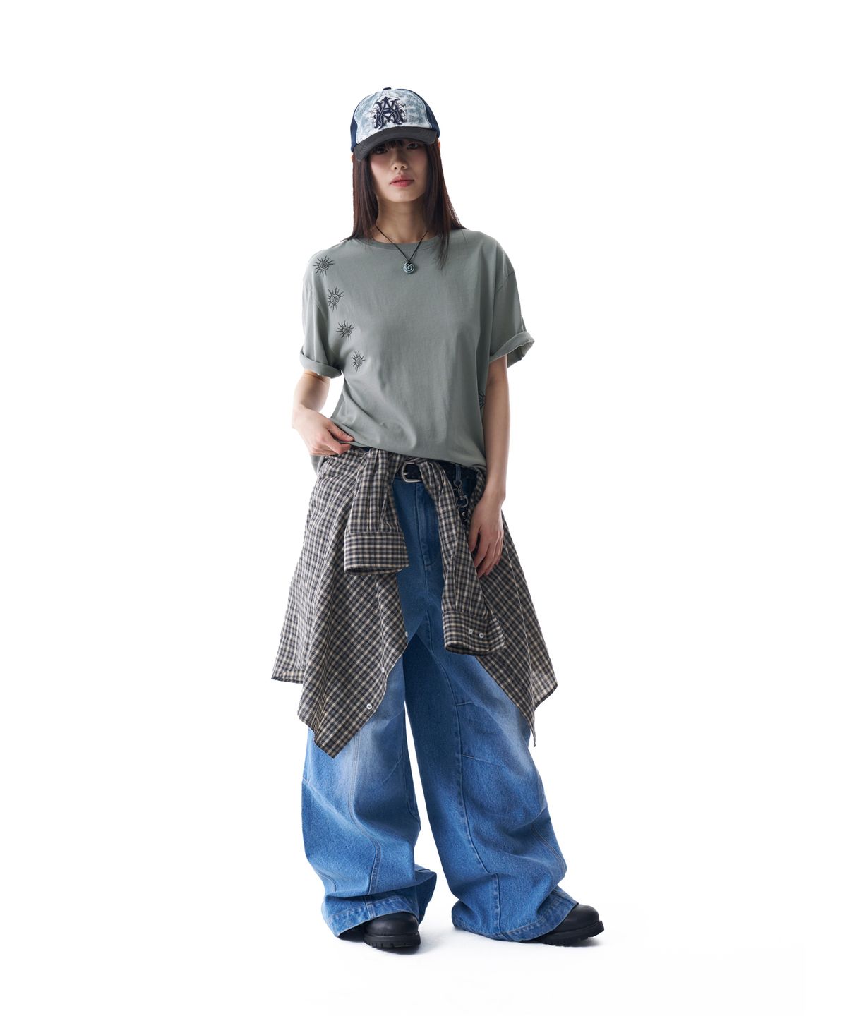 아캄(AAKAM) Cracked Sun Half Top (Khaki)