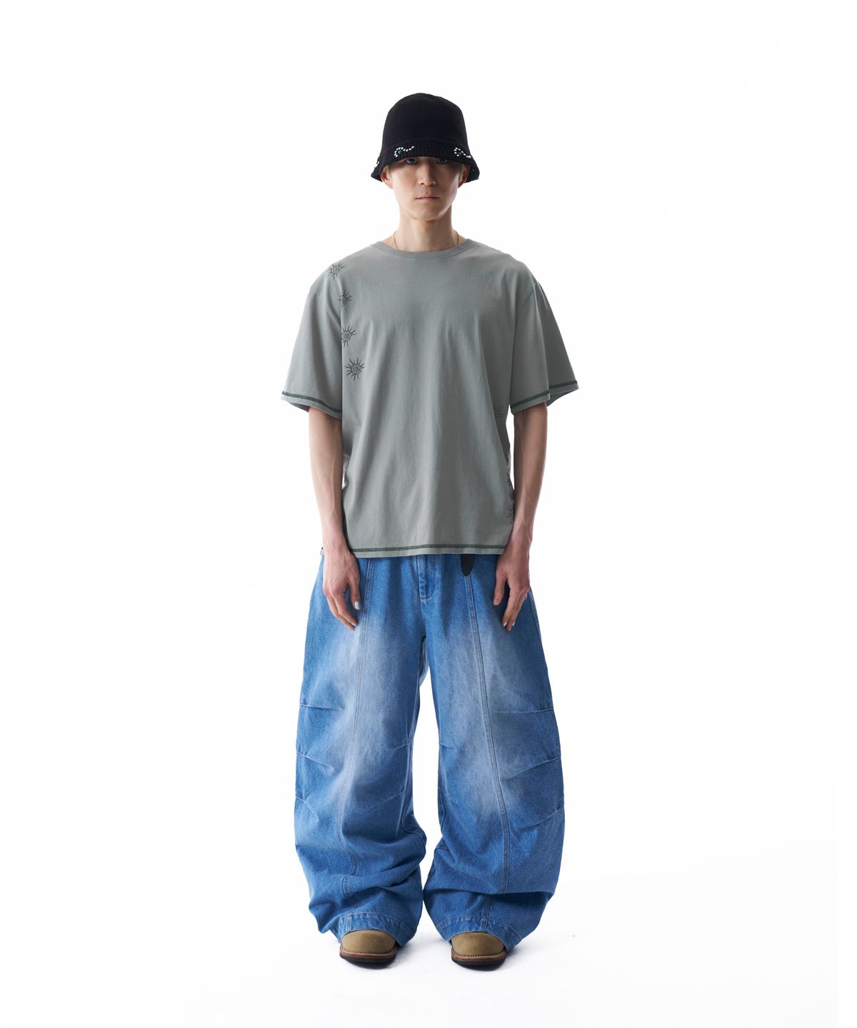 아캄(AAKAM) Cracked Sun Half Top (Khaki)