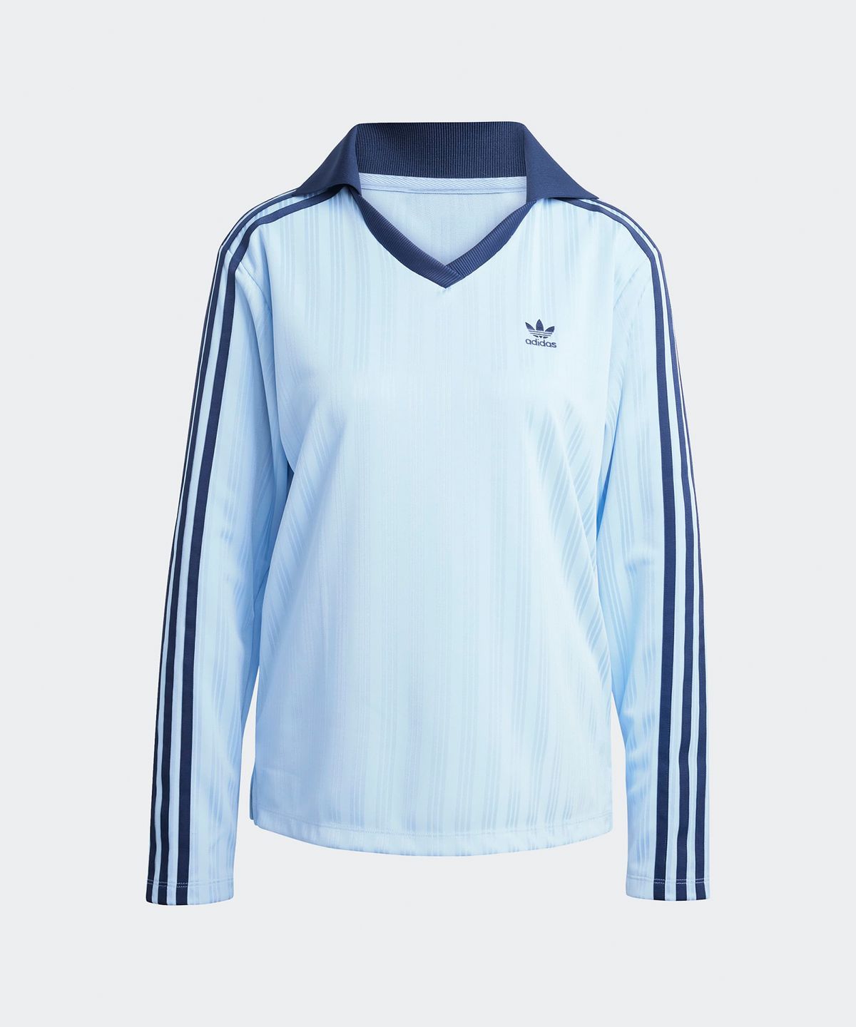 아디다스(ADIDAS) 풋볼 자카드 브이넥 긴팔 폴로 셔츠 - 클리어스카이 / JD2604